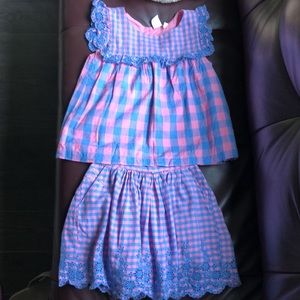 GAP girls embroidered top and skirt set size med